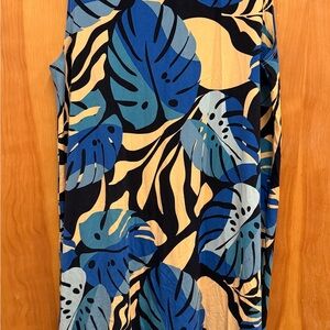 Fighting Eel women’s Size M Dress Cleo in Pacifica Monstera blue leaf print NWOT
